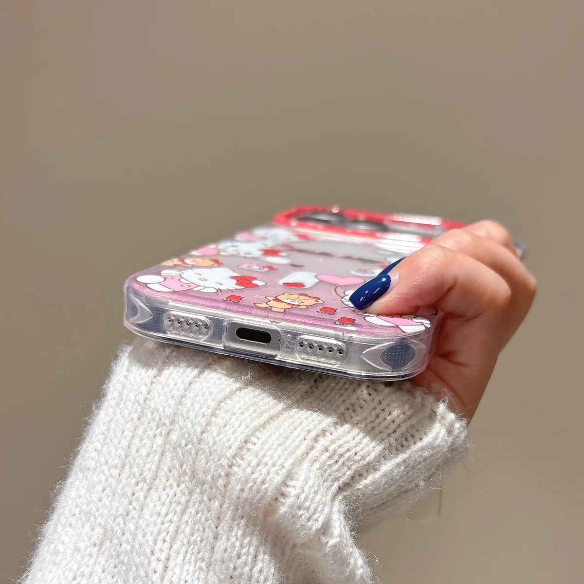 Sanrio Hello Kitty iPhone 17 16 15 14 13 Pro Max Clear Pink Polka Dot Case